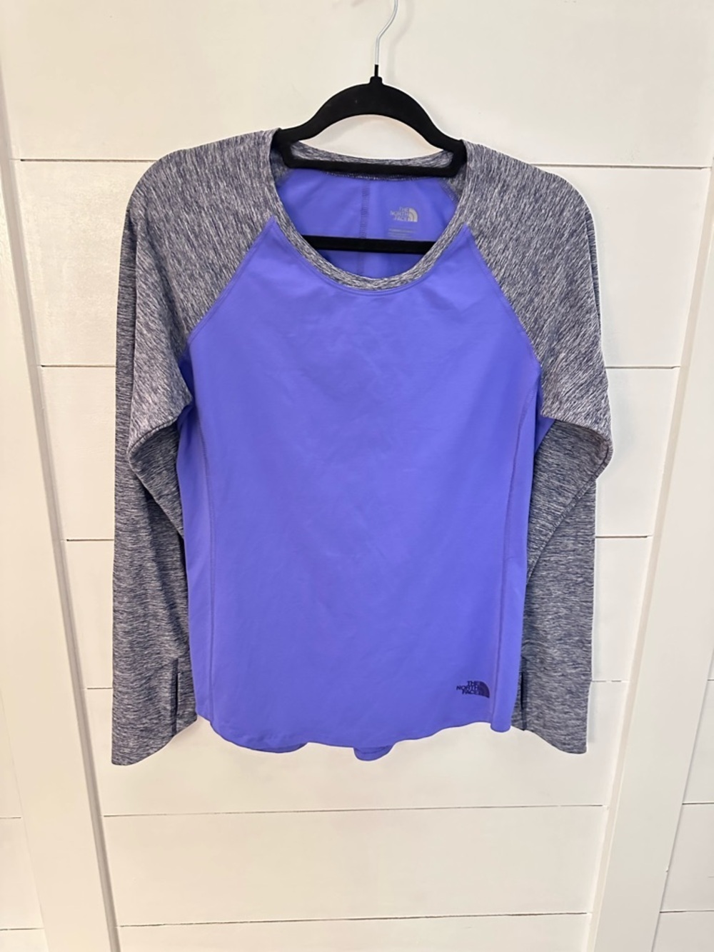 The North Face Purple Gray Long Sleeve Athletic Top Moisture Wicking Activewear